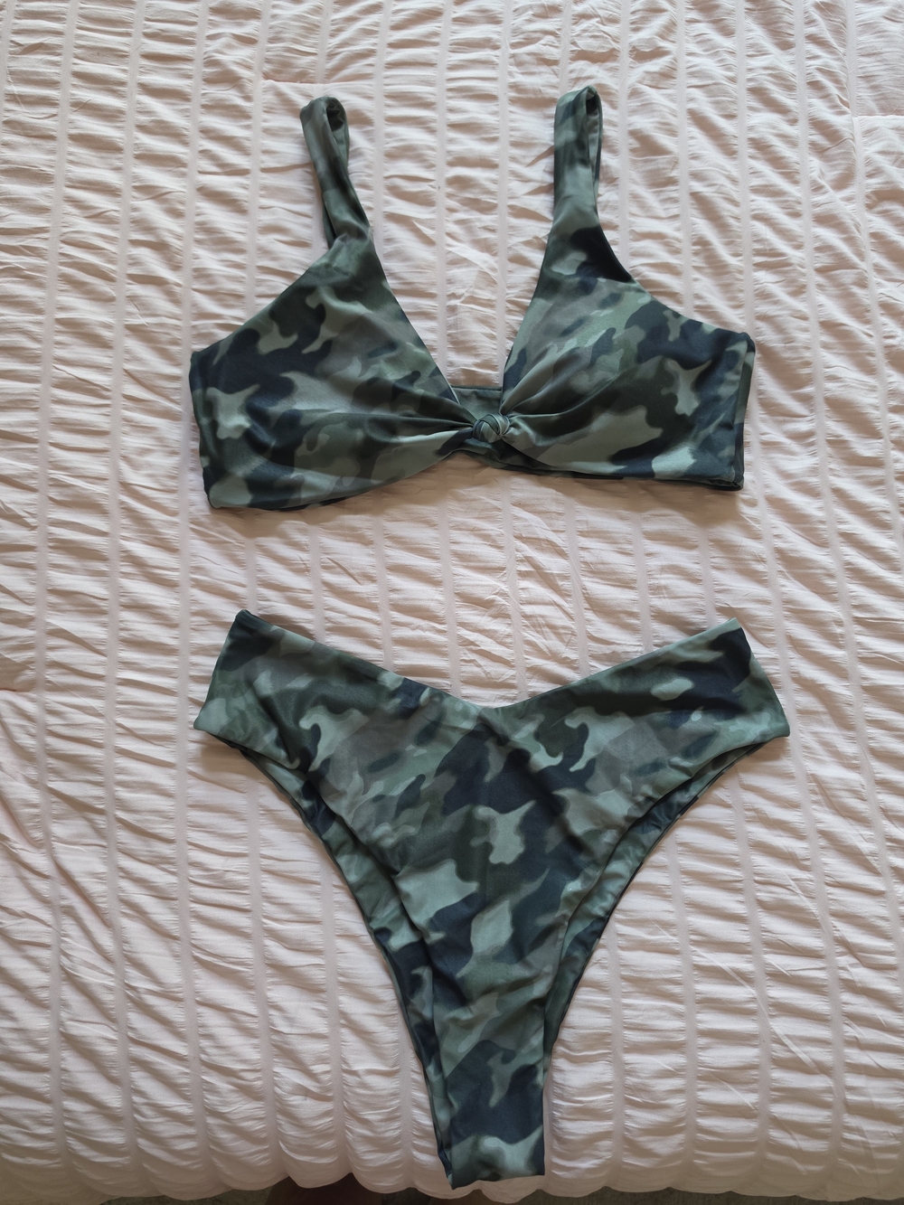 Amazon Green Camo Knot-Front Bikini Set